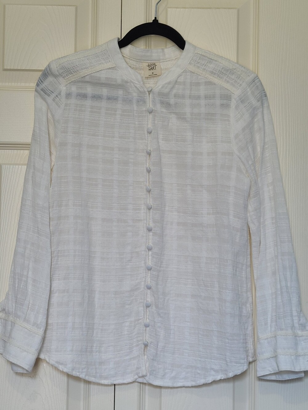 Good Hart Matilda Jane Charleston Blouse White Cotton Size Medium